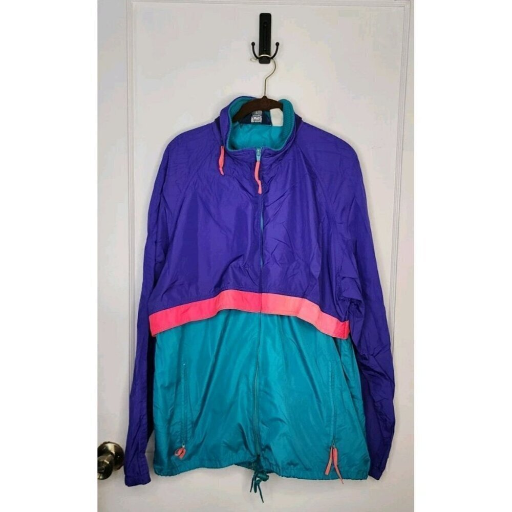 Vintage Woolrich Colorblock Packable Hideaway Hood Zip Up Windbreaker Jacket XL